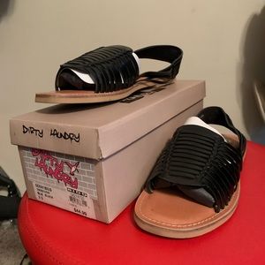 black leather summer sandals